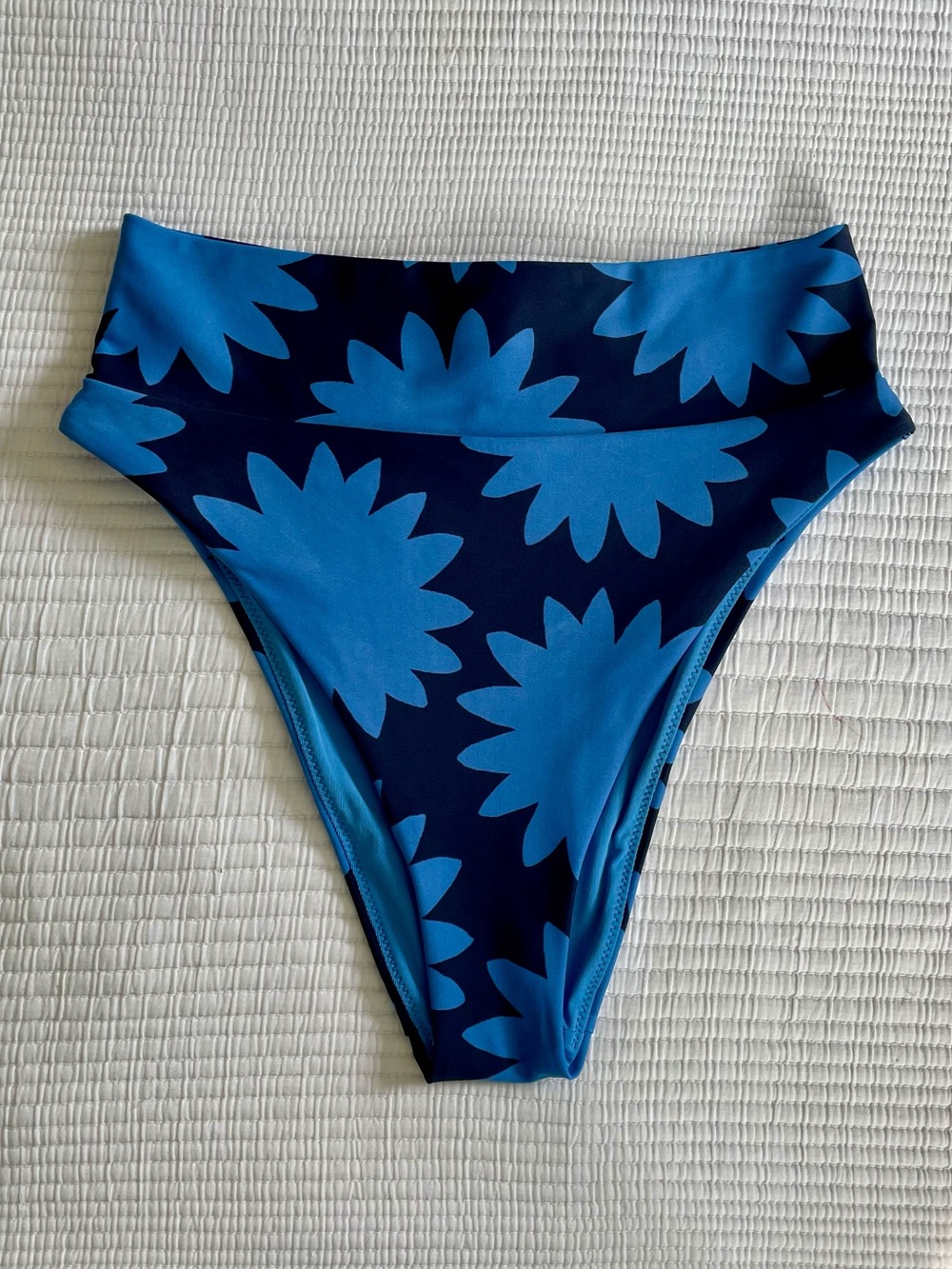 aerie High-Waist Bikini Bottoms in Navy and Bright Blue Floral